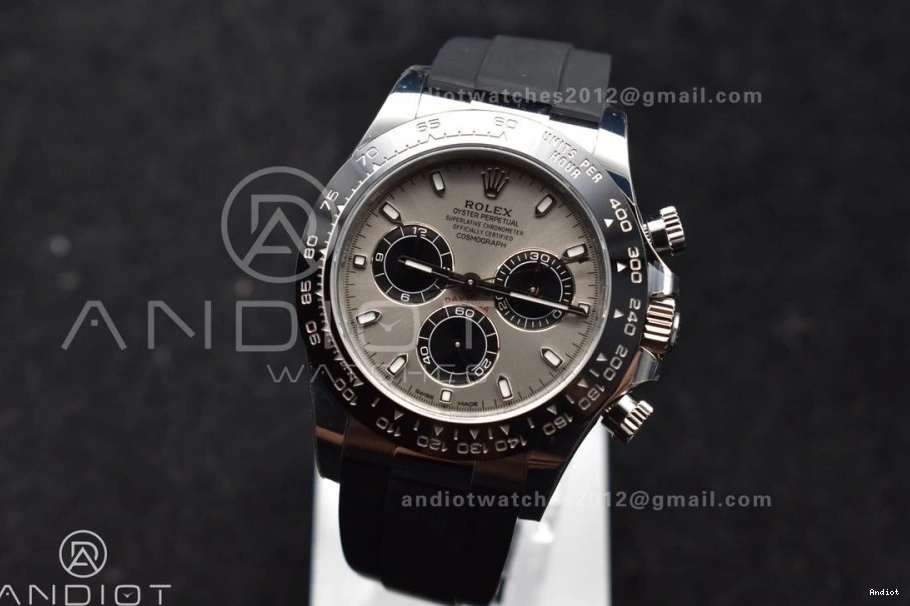 Daytona Dial DD4130 Steel Best Edition 904L 116519 VSF flex Strap on 1:1 Gray Oyster 0126